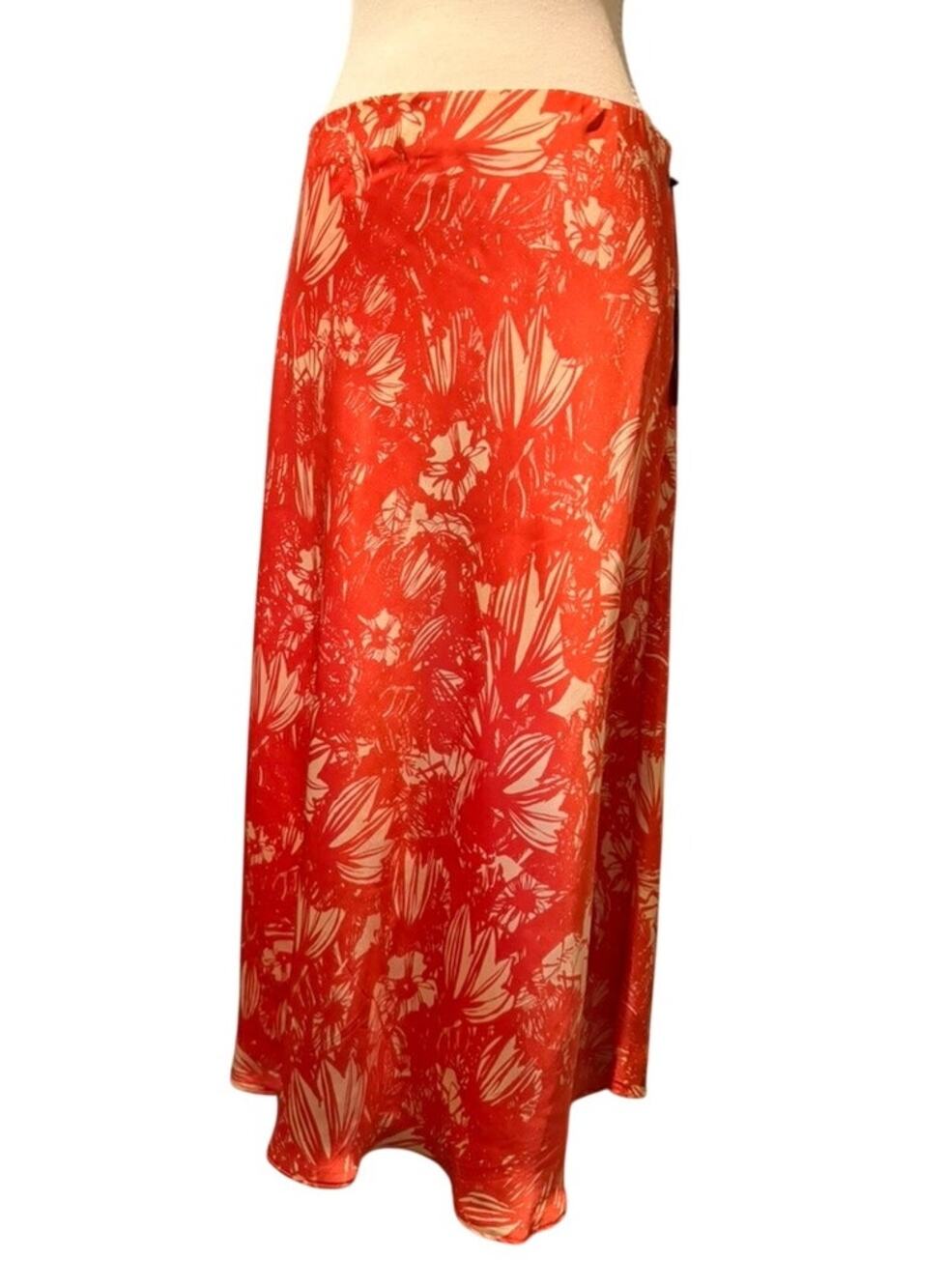 Vince Camuto Coral Tropical Floral Midi Skirt NWT Plus XL